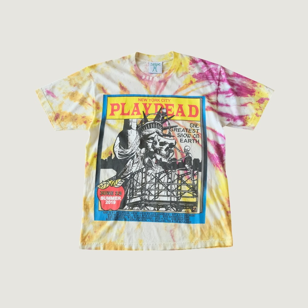 Online Ceramics Playdead T Shirt Tie Dye Statue of Liberty Skull M‎ Streetwear